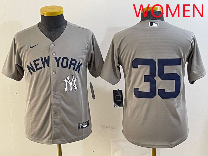 Women New York Yankees 35 No Name Grey Game 2025 Nike MLB Jersey style 1